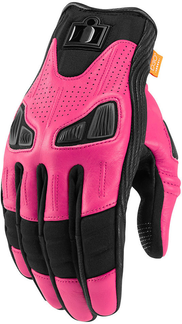 Icon Automag Damen Motorradhandschuh, schwarz-pink, Größe S, schwarz-pink, Größe S