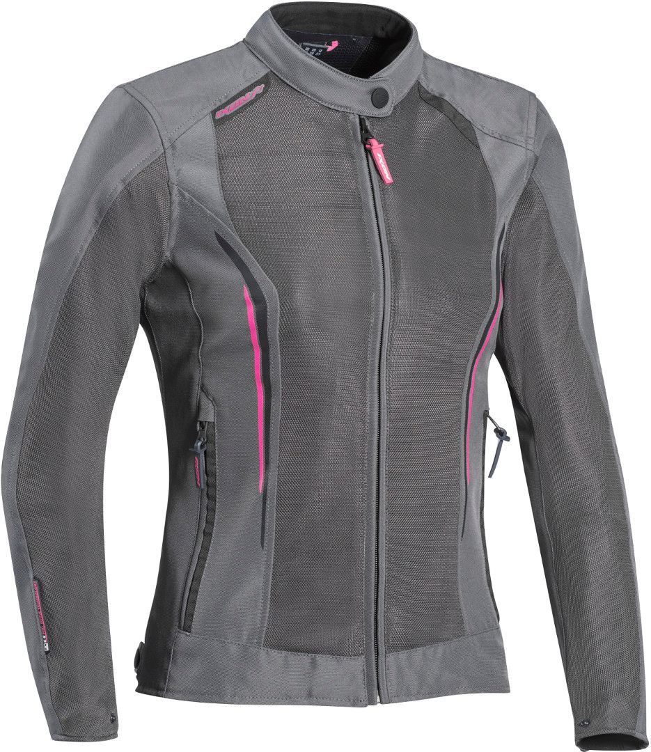 Ixon Cool Air Damen Motorrad Textiljacke, grau-pink, Gre L, grau-pink, Gre L