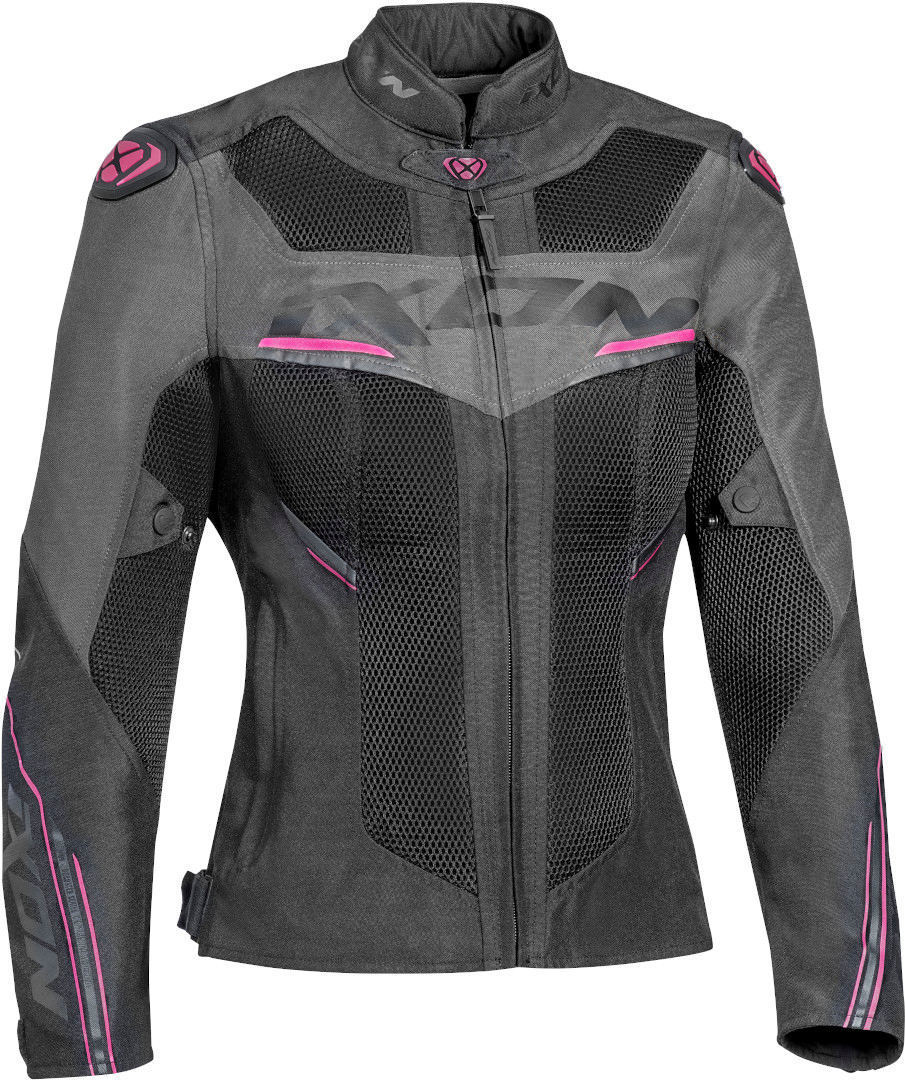 Ixon Draco Damen Motorrad Textiljacke, schwarz-grau-pink, Größe 2XL, schwarz-grau-pink, Größe 2XL