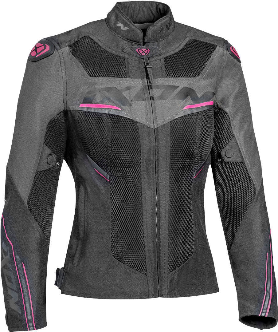 Ixon Draco Damen Motorrad Textiljacke, schwarz-grau-pink, Gre XS, schwarz-grau-pink, Gre XS