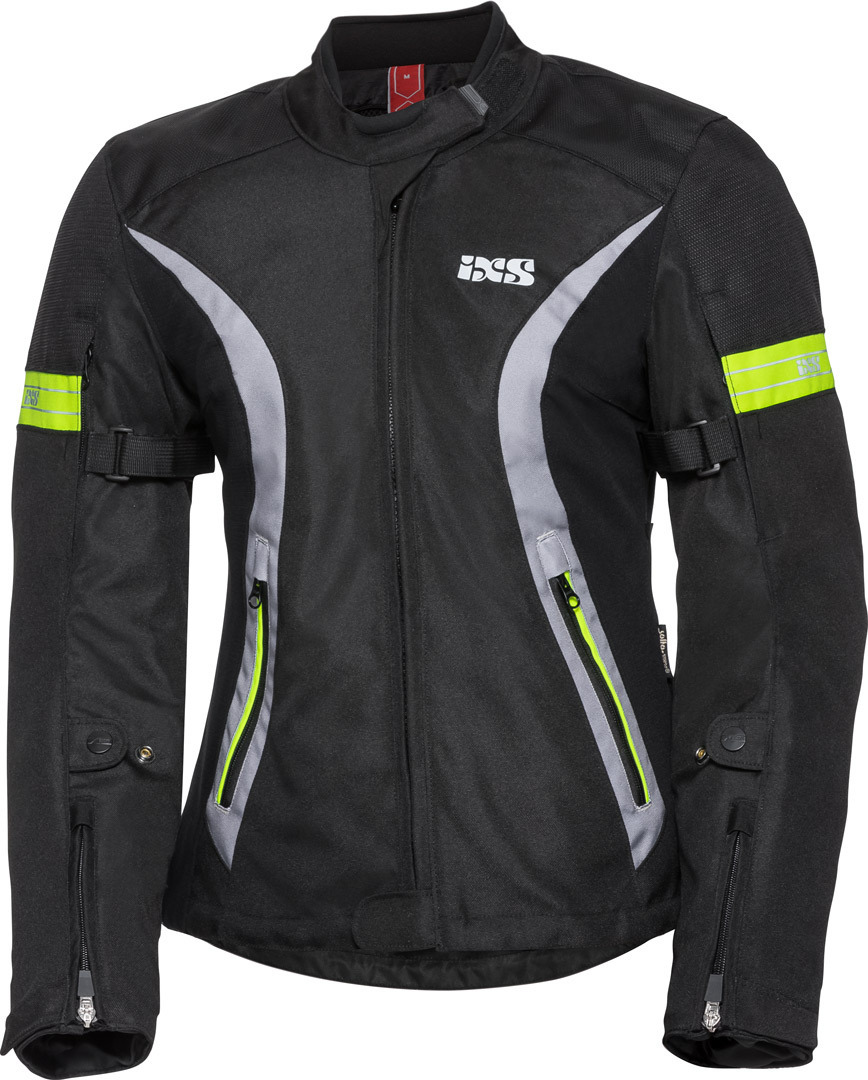 IXS Sport 5/8-ST wasserdichte Damen Motorrad Textiljacke, schwarz-grau-gelb, Gre L, schwarz-grau-gelb, Gre L