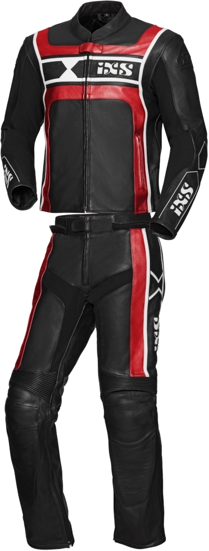IXS Sport RS-500 2-Teiler Motorrad Lederkombi, schwarz-weiss-rot, Größe 52, schwarz-weiss-rot, Größe 52
