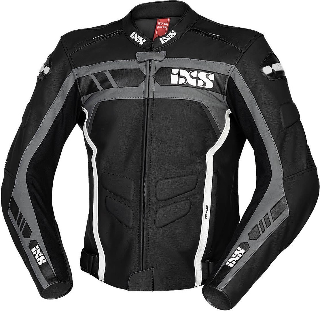 IXS Sport RS-600 1.0 Motorrad Lederjacke, schwarz-grau-weiss, Gre L, schwarz-grau-weiss, Gre L