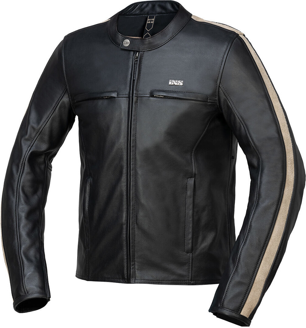 IXS Stripe Motorrad Lederjacke, schwarz, Größe 48, schwarz, Größe 48