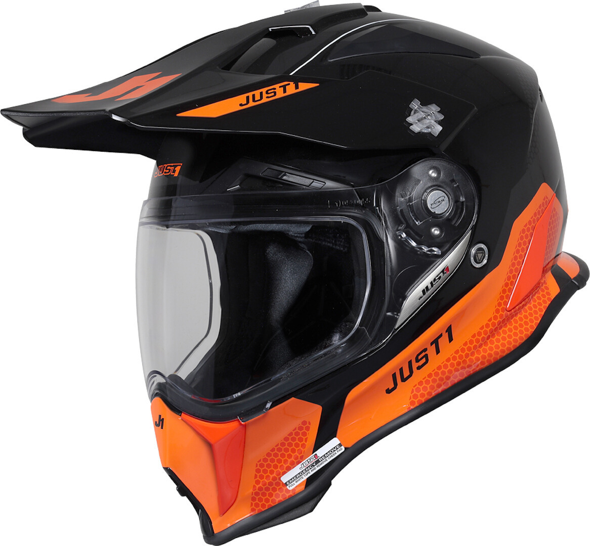 Just1 J14-F Elite Motocross Helm, schwarz-orange, Gre S, schwarz-orange, Gre S