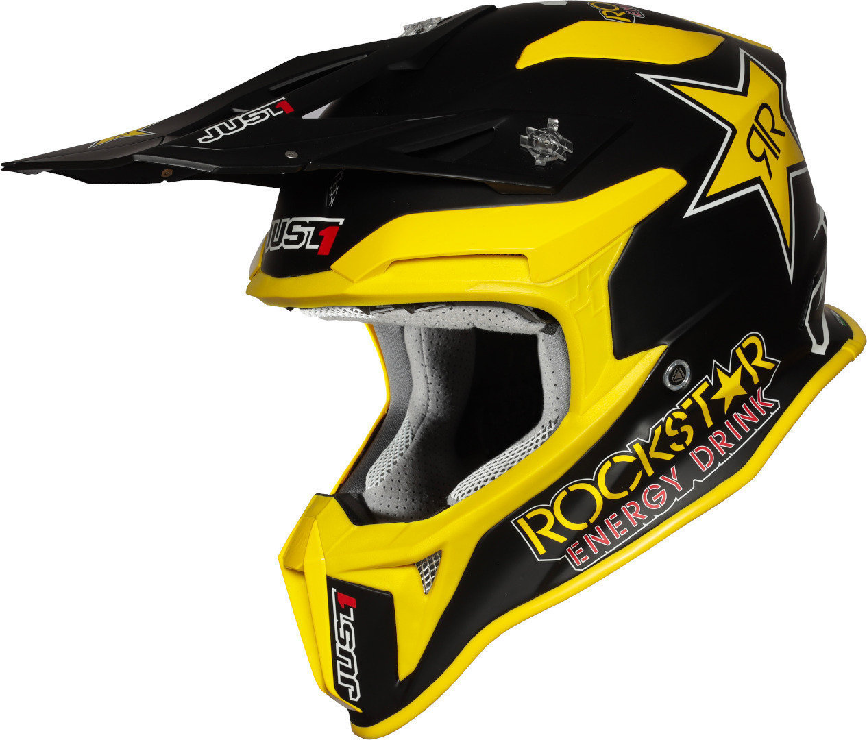 Just1 J18 Rockstar Motocross Helm, schwarz-gelb, Größe XS, schwarz-gelb, Größe XS