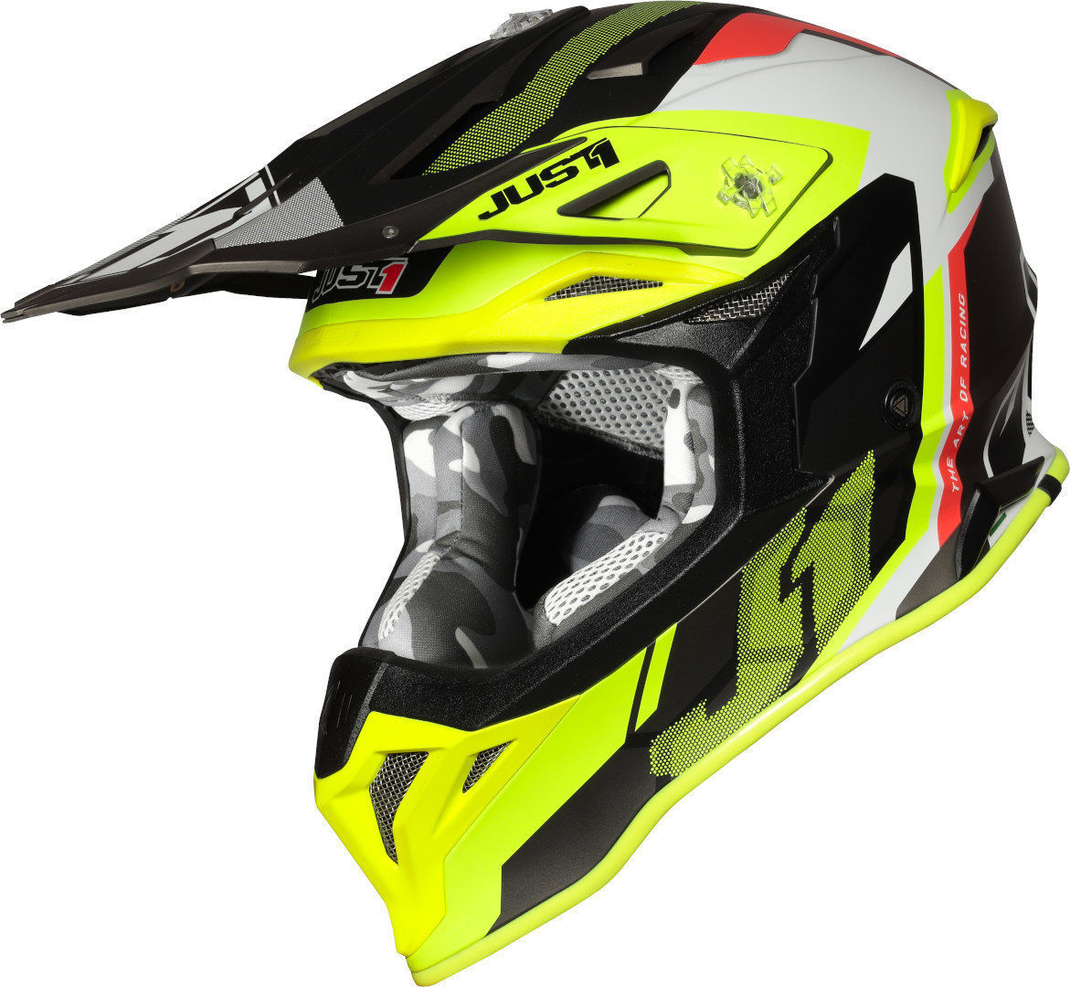 Just1 J39 Reactor Motocross Helm, schwarz-rot-gelb, Gre L, schwarz-rot-gelb, Gre L