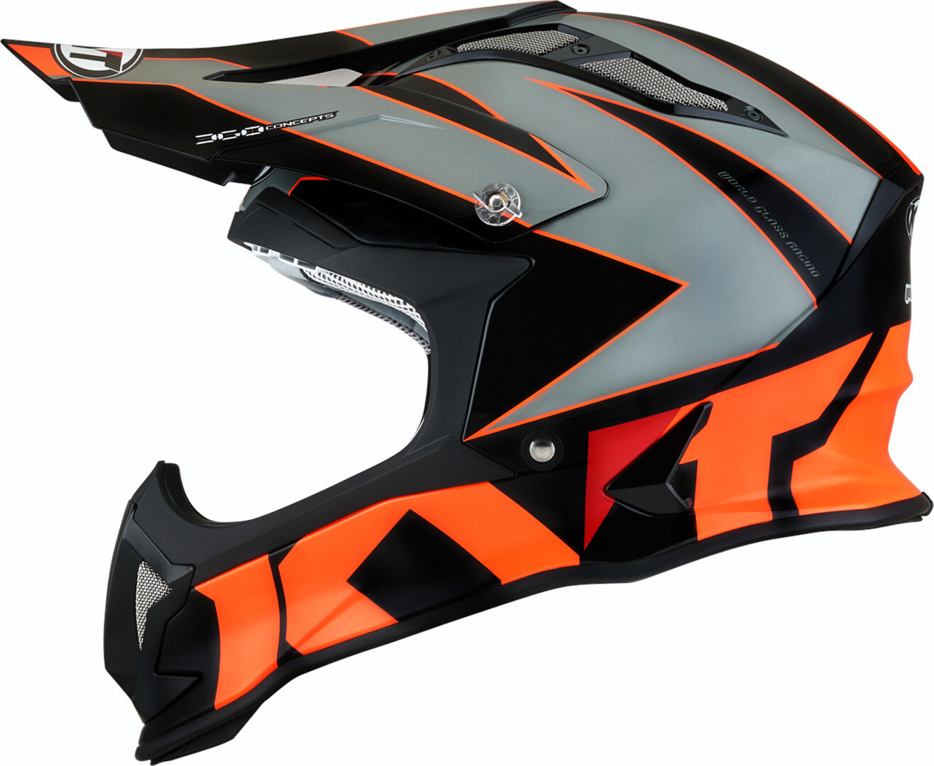 KYT Strike Eagle Blinking Motocross Helm, schwarz-orange, Größe XL, schwarz-orange, Größe XL