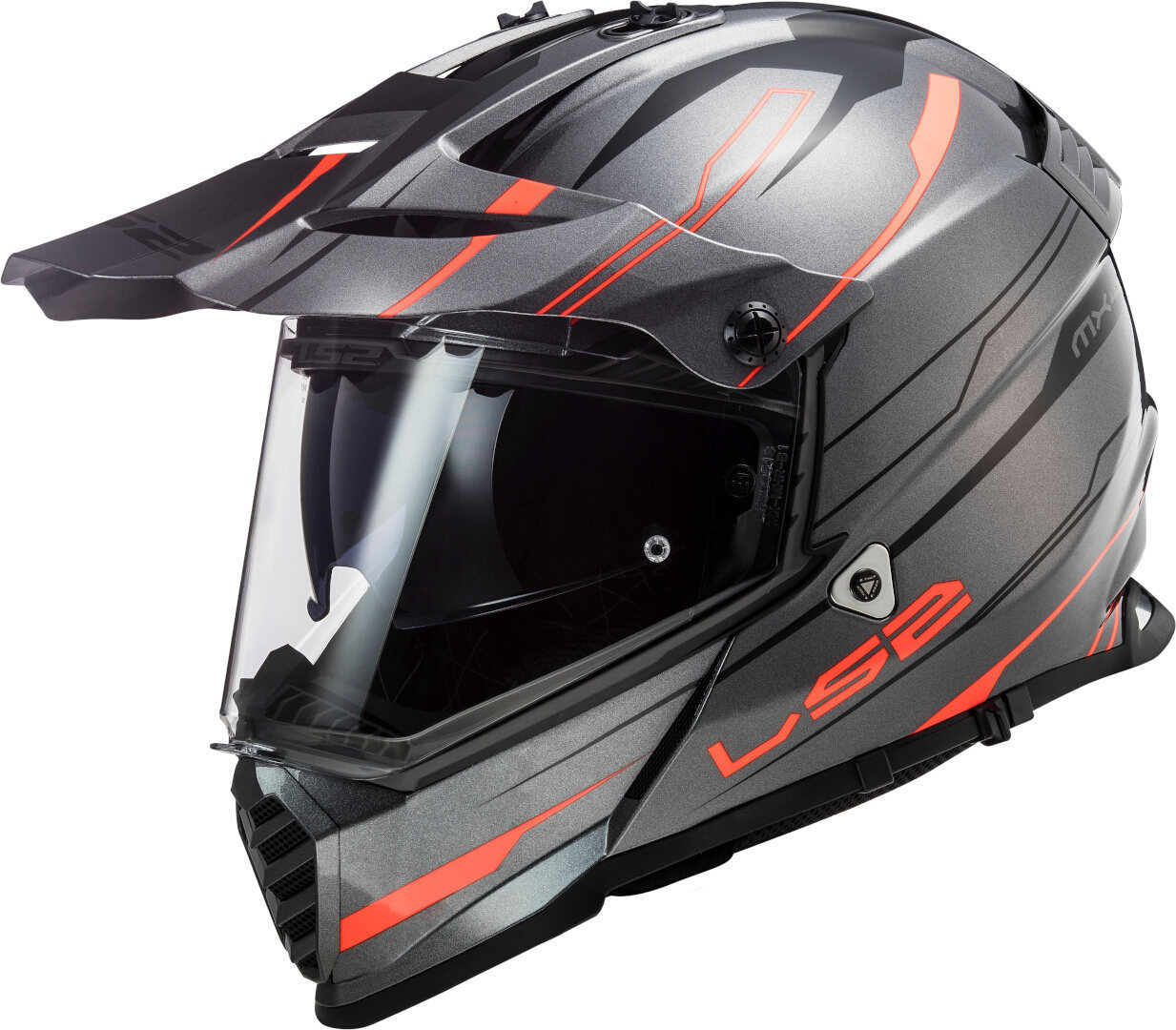 LS2 MX436 Pioneer Evo Knight Motocross Helm, grau-orange, Gre L, grau-orange, Gre L