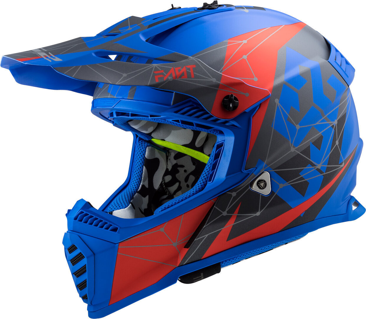 LS2 MX437 Fast Evo Alpha Motocross Helm, rot-blau, Größe 3XL, rot-blau, Größe 3XL unter Bekleidung