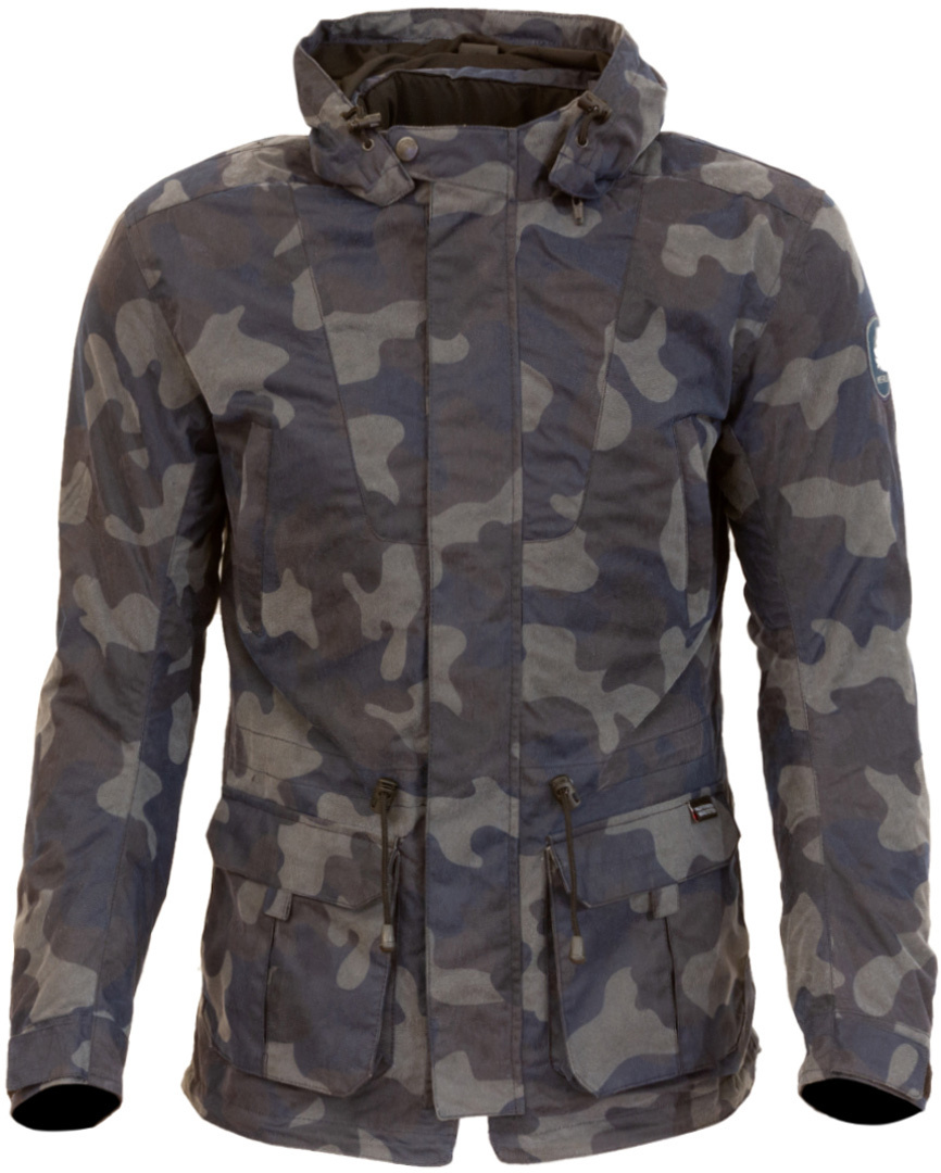 Merlin Belmot Camo Motorrad Wachsjacke, blau, Gre L, blau, Gre L