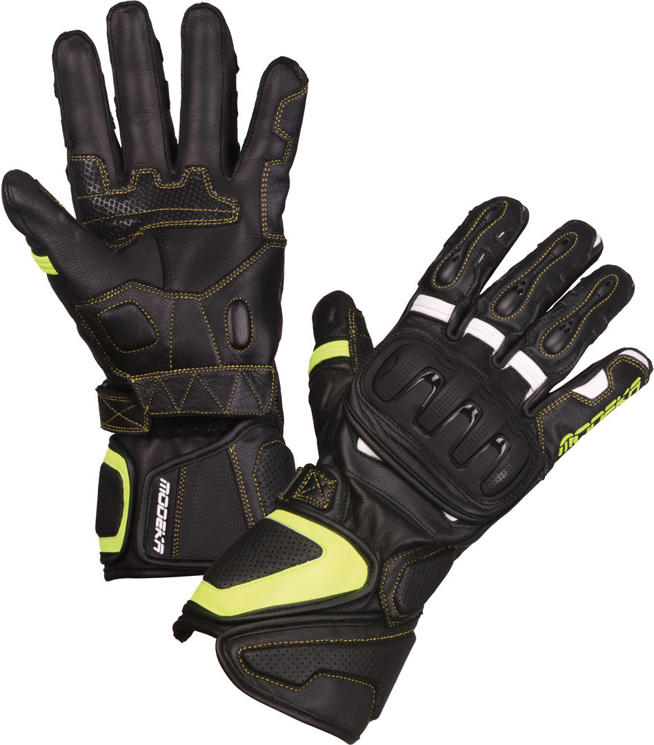 Modeka Daren Motorradhandschuhe, schwarz-weiss-gelb, Gre M L, schwarz-weiss-gelb, Gre M L