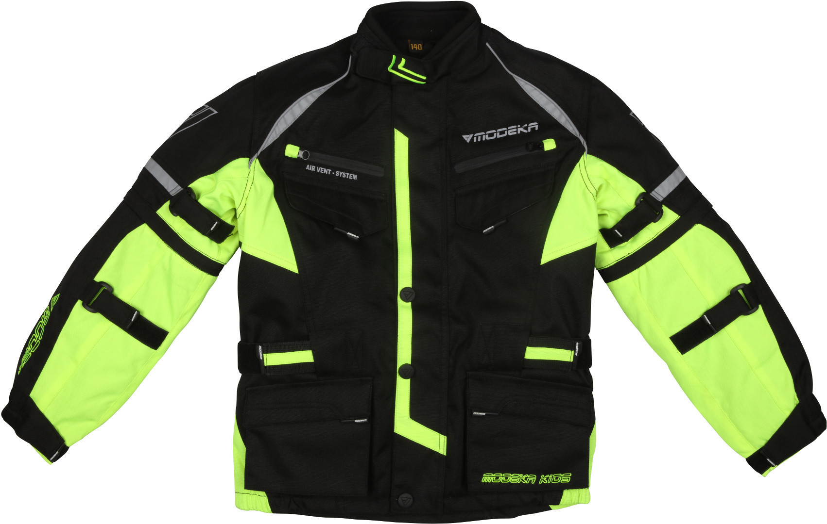 Modeka Tourex II Kinder Motorrad Textiljacke, schwarz-gelb, Gre 2XS 128, schwarz-gelb, Gre 2XS 128