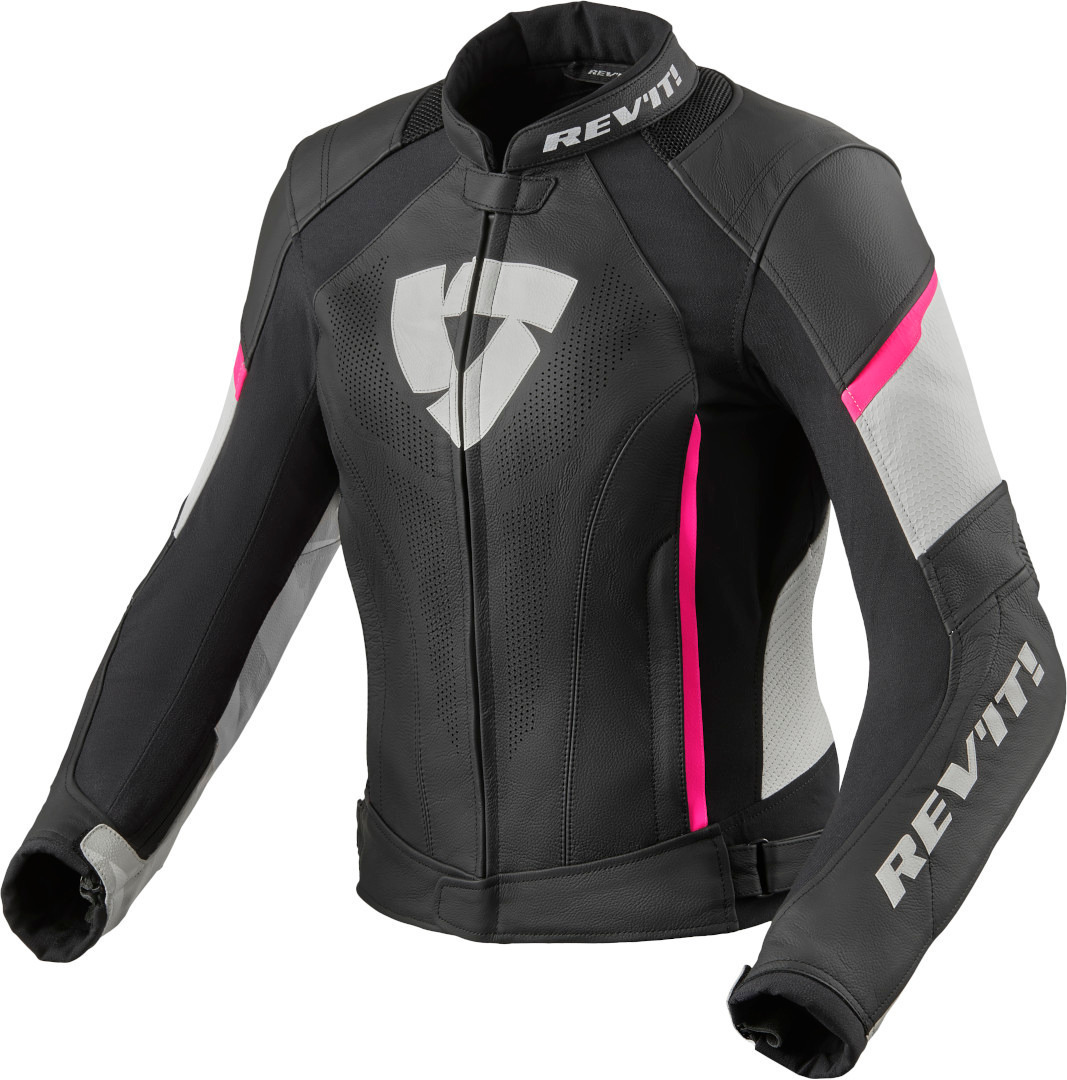 Revit Xena 3 Damen Motorrad Lederjacke, schwarz-weiss-pink, Größe 40, schwarz-weiss-pink, Größe 40