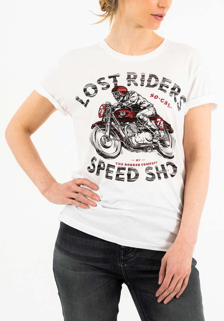 Rokker Lost Riders Damen T-Shirt, weiss, Gre M, weiss, Gre M unter Bekleidung