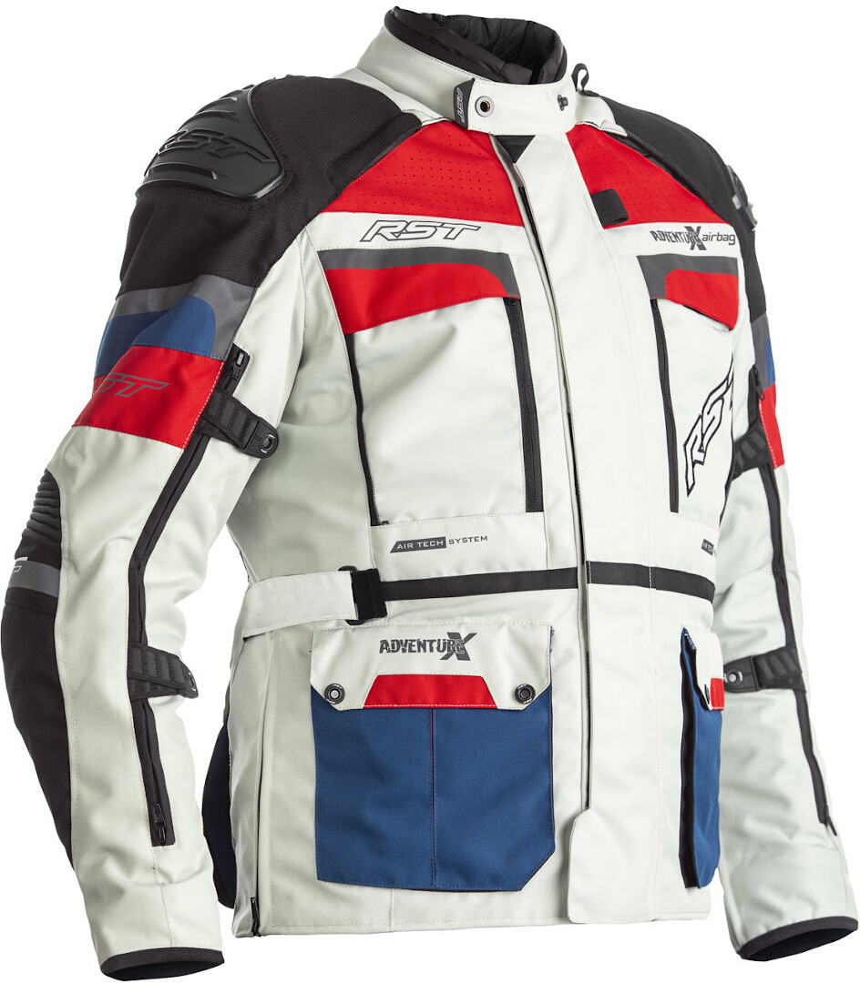 RST Adventure-X Airbag Motorrad Textiljacke, weiss-rot-blau, Größe 60, weiss-rot-blau, Größe 60