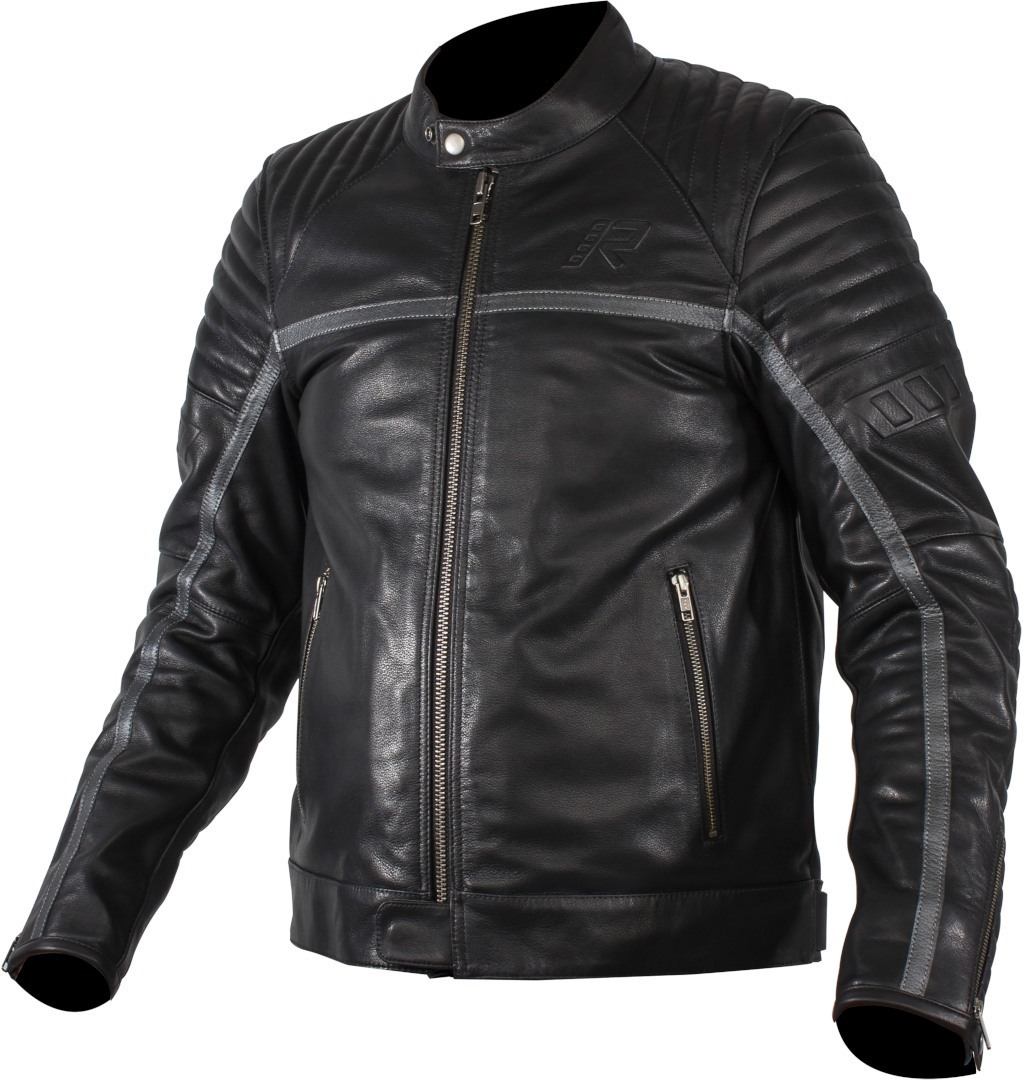 Rukka Yorkton Motorrad Lederjacke, schwarz-silber, Größe 50, schwarz-silber, Größe 50