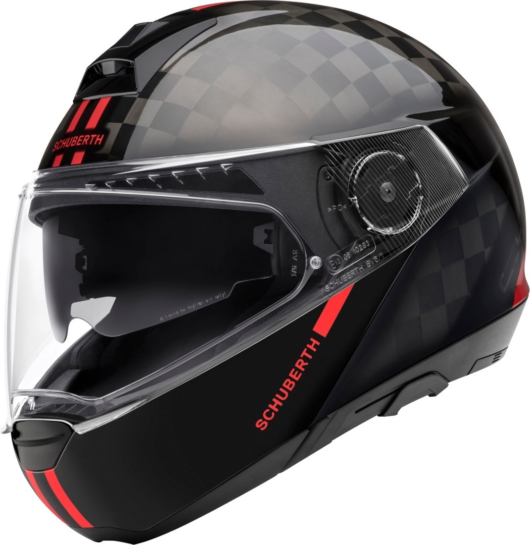 Schuberth C4 Pro Carbon Fusion Klapphelm, schwarz-rot, Gre 53, schwarz-rot, Gre 53