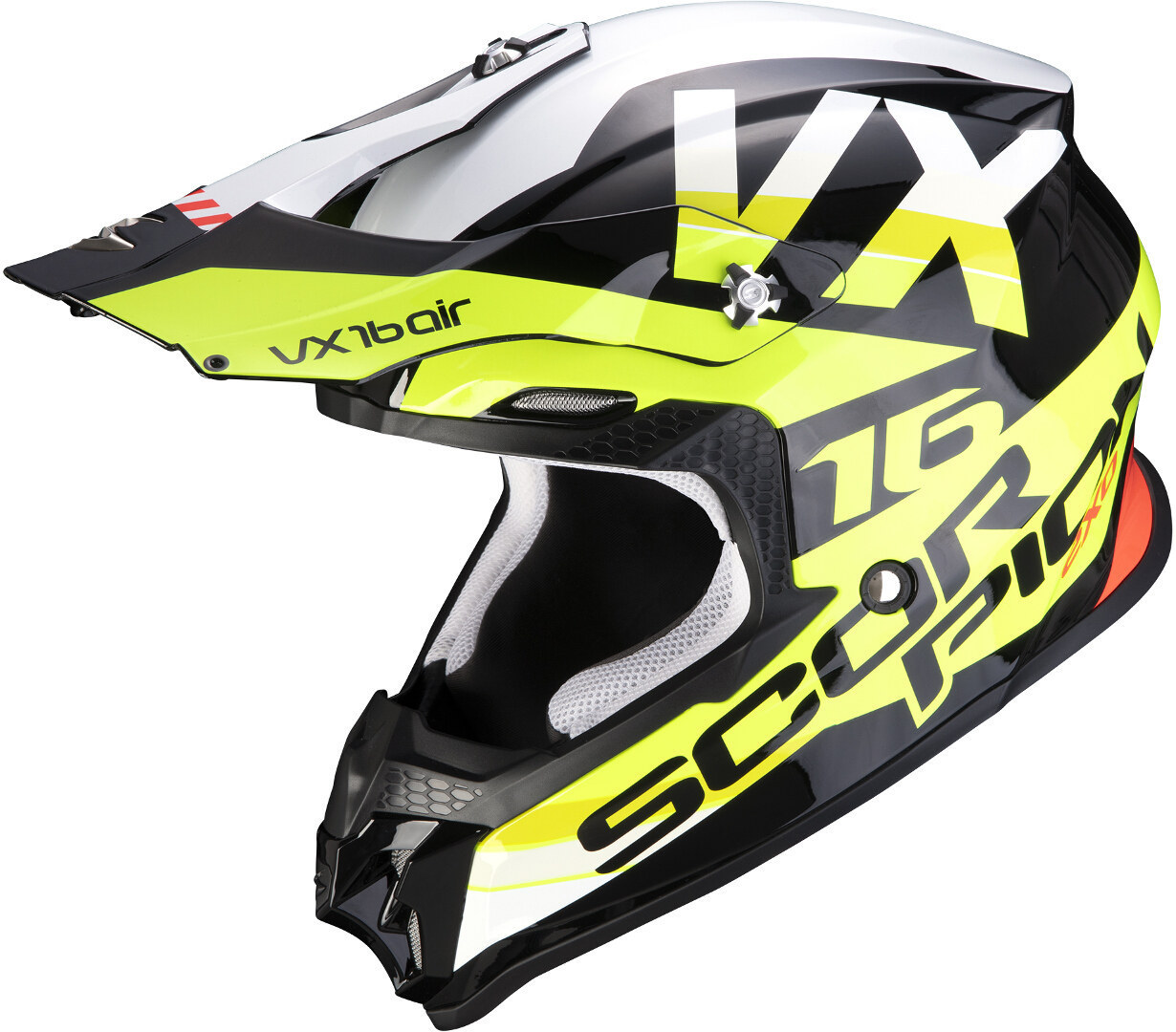 Scorpion VX-16 Air X-Turn Motocross Helm, schwarz-weiss-gelb, Gre L, schwarz-weiss-gelb, Gre L