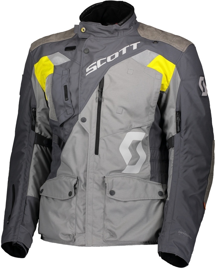 Scott Dualraid Dryo Motorrad Textiljacke, grau-gelb, Größe L, grau-gelb, Größe L