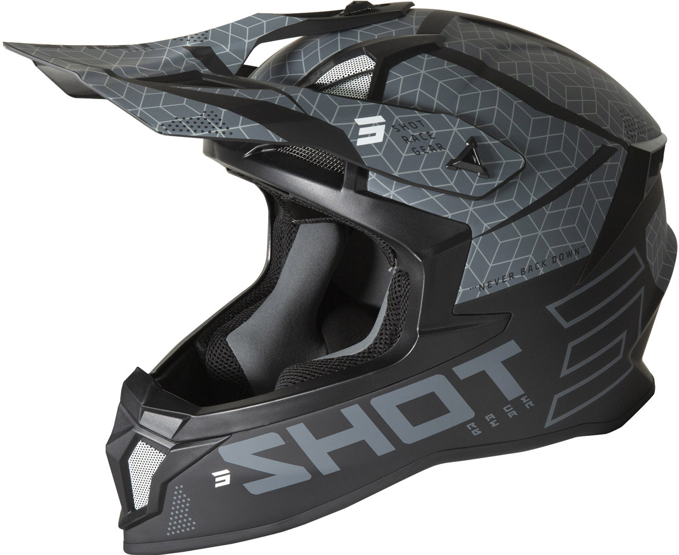 Shot Lite Core Motocross Helm, schwarz-grau, Größe XS, schwarz-grau, Größe XS