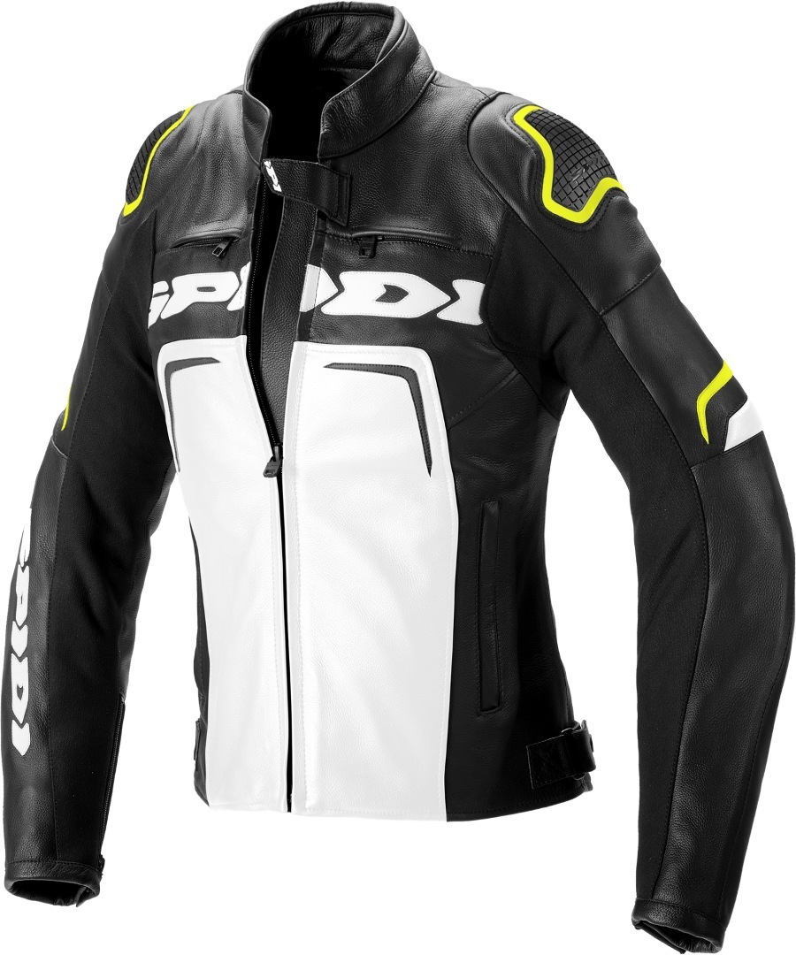 Spidi Evorider 2 Damen Motorrad Lederjacke, schwarz-weiss-gelb, Gre 42, schwarz-weiss-gelb, Gre 42