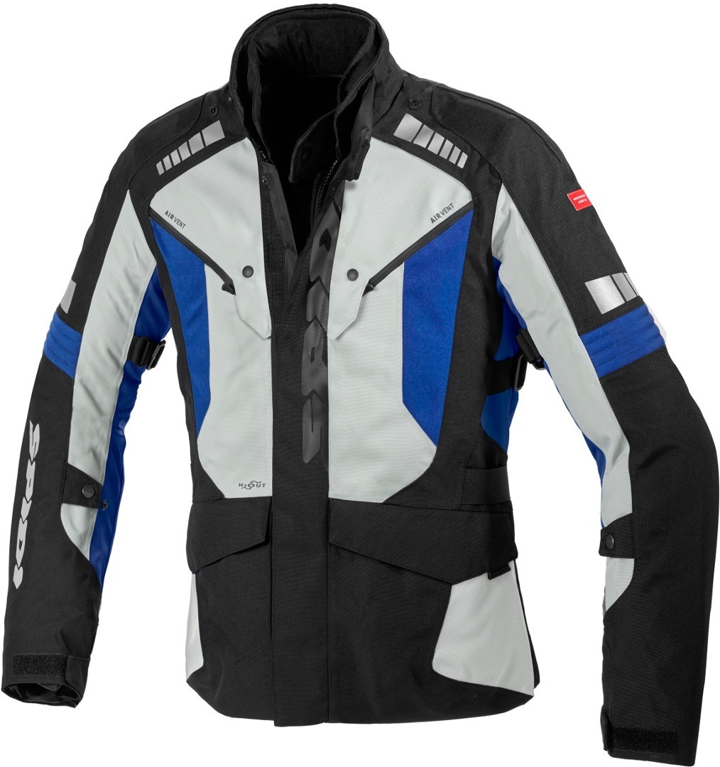 Spidi H2Out Outlander Motorrad Textiljacke, schwarz-grau-blau, Gre 2XL, schwarz-grau-blau, Gre 2XL