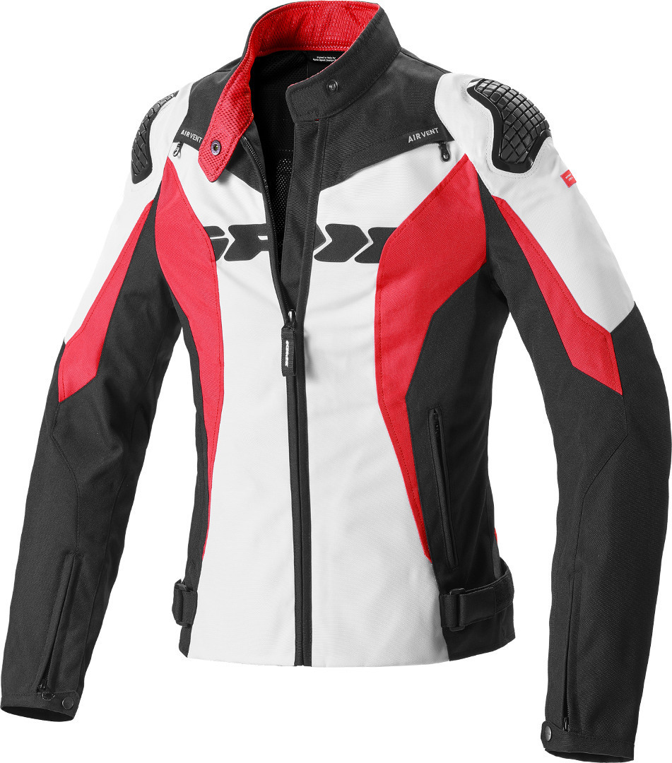 Spidi Sport Warrior Tex Damen Motorrad Textiljacke, schwarz-weiss-rot, Gre S, schwarz-weiss-rot, Gre S