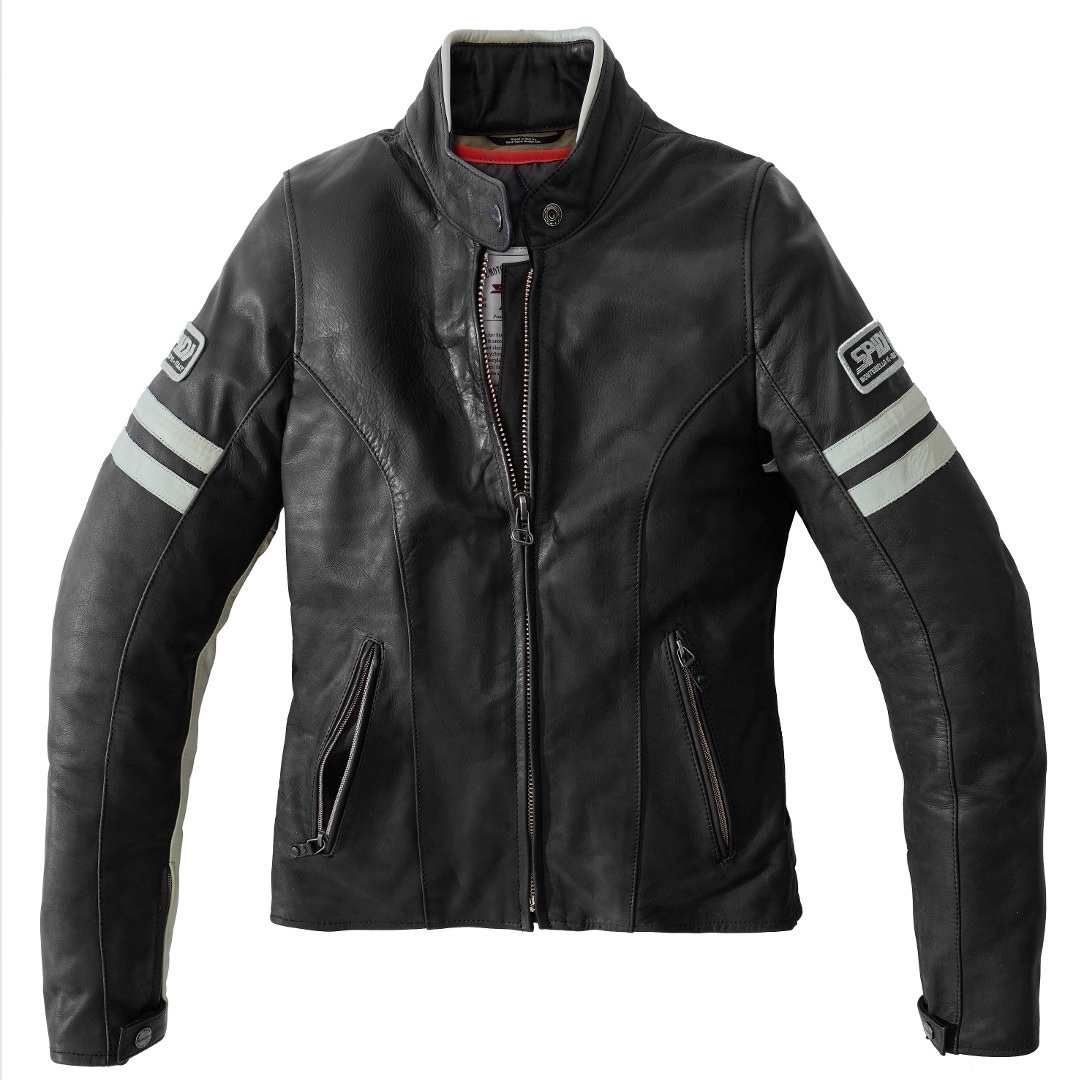 Spidi Vintage Damen Motorrad Lederjacke, schwarz-grau, Gre 48, schwarz-grau, Gre 48
