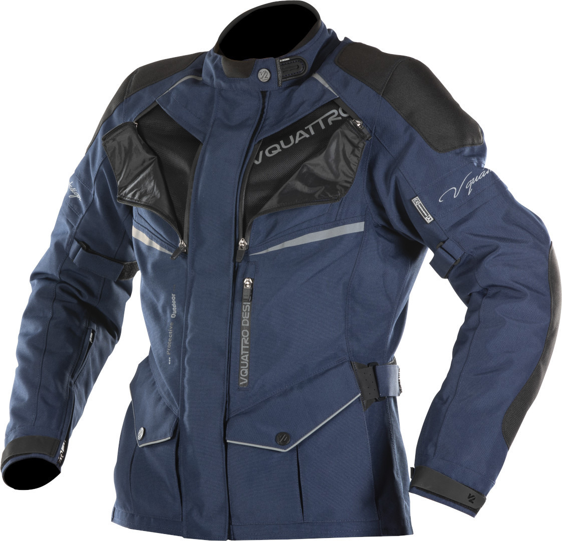 VQuattro Hurricane Lady Damen Motorrad Textiljacke, schwarz-blau, Gre M, schwarz-blau, Gre M